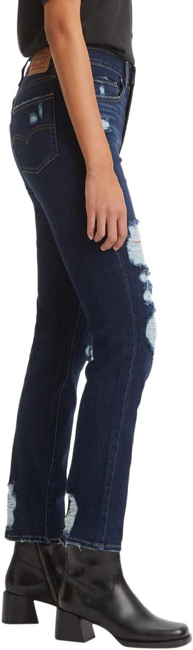 imageLevis Womens 724 High Rise Straight JeansDark Indigo Destructed