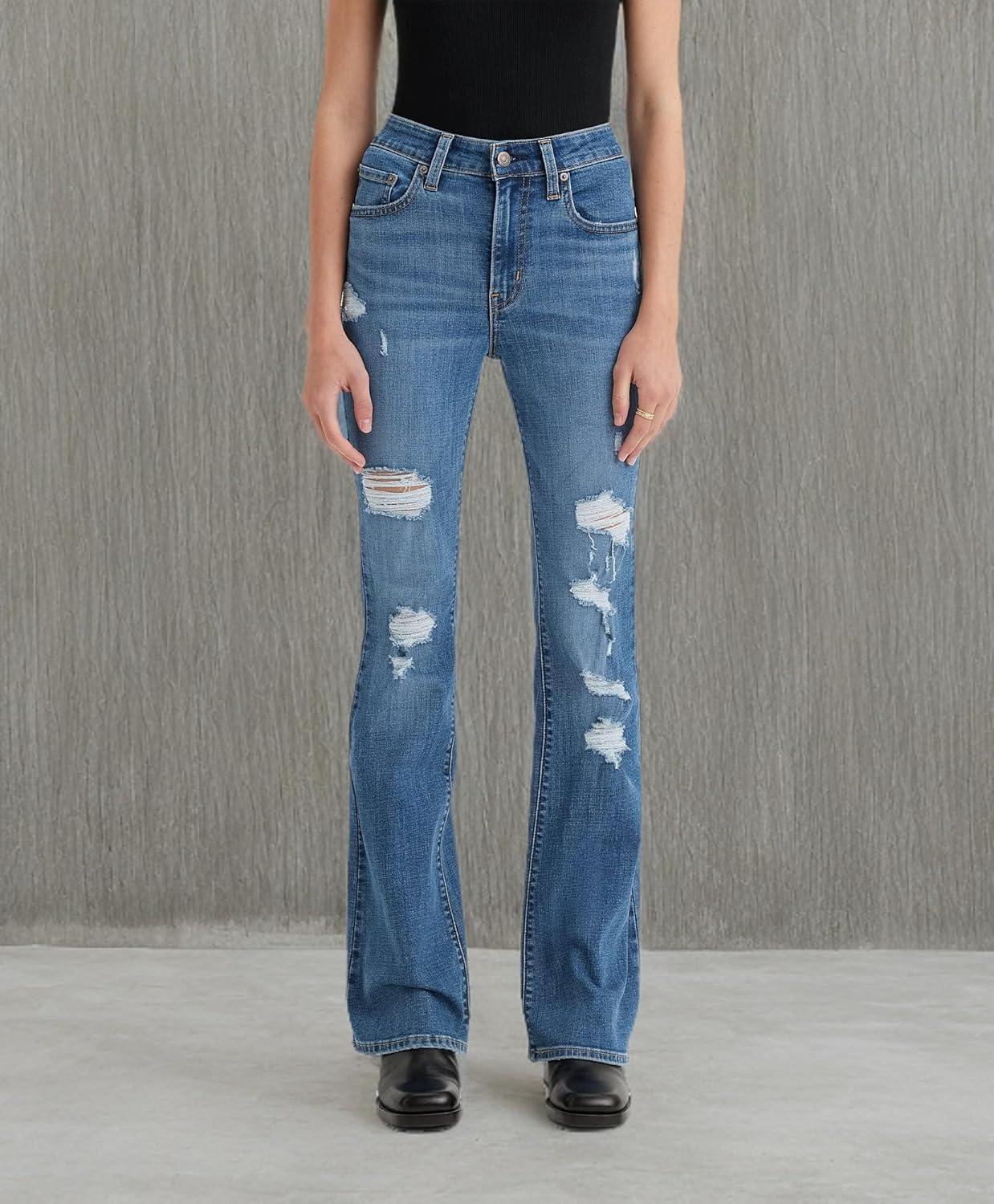imageLevis Womens 726 High Rise Flare Jeans Also Available in PlusMedium Indigo Destructed