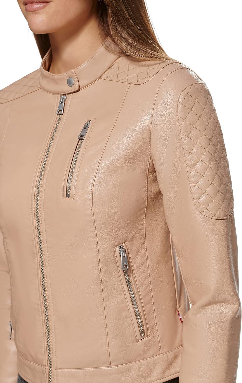 imageLevis Womens Faux Leather Motocross Racer Jacket Standard and PlusBiscotti
