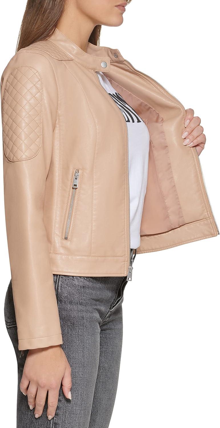imageLevis Womens Faux Leather Motocross Racer Jacket Standard and PlusBiscotti