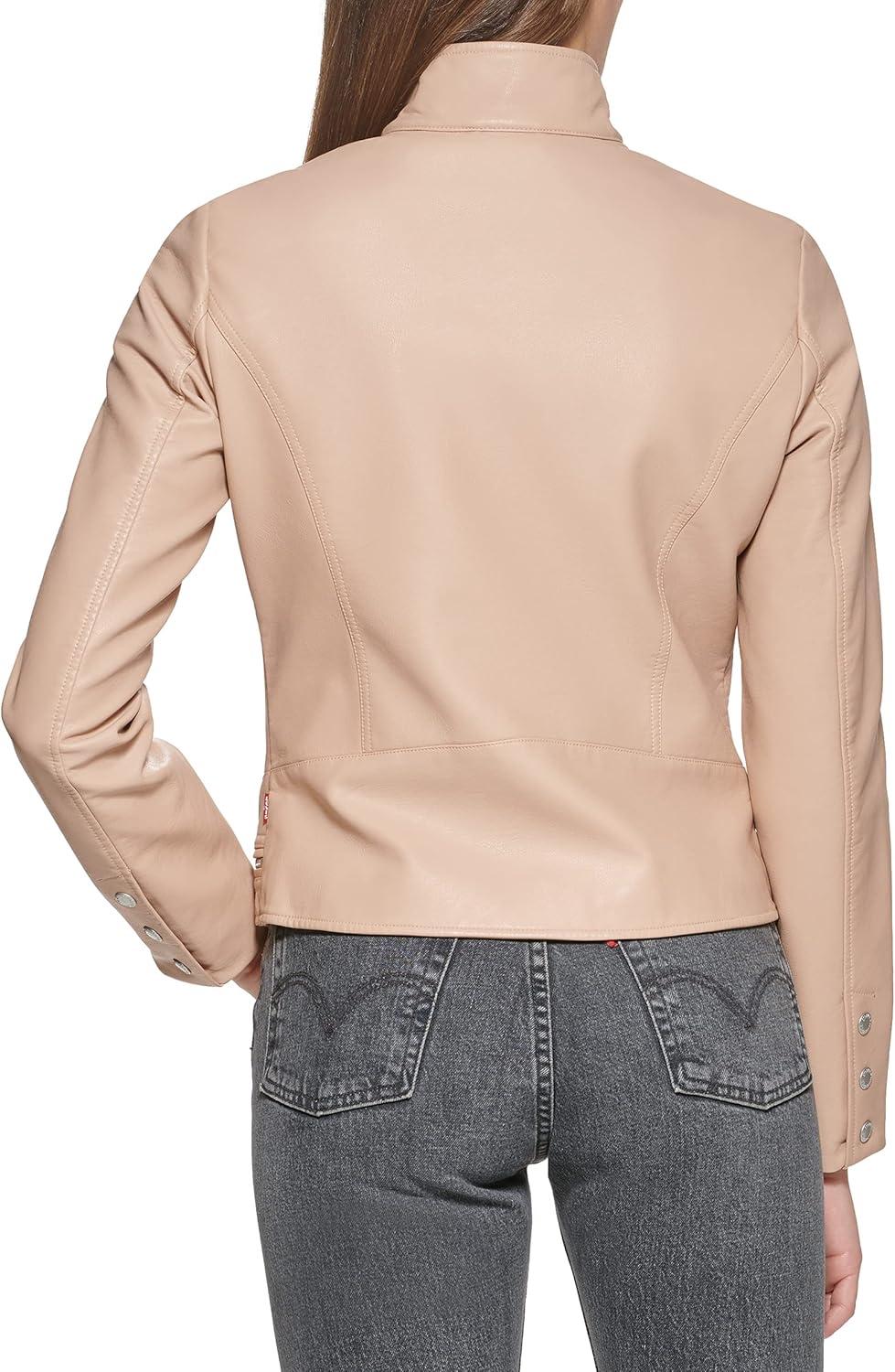 imageLevis Womens Faux Leather Motocross Racer Jacket Standard and PlusBiscotti Latch Collar