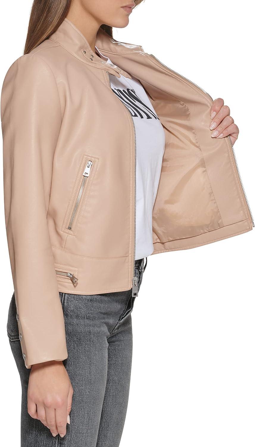 imageLevis Womens Faux Leather Motocross Racer Jacket Standard and PlusBiscotti Latch Collar