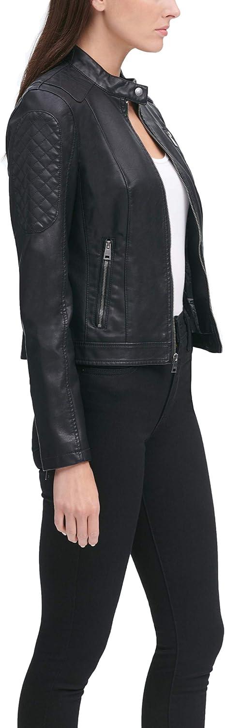 imageLevis Womens Faux Leather Motocross Racer Jacket Standard and PlusBlack