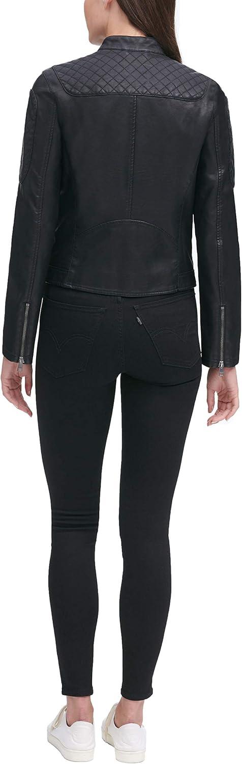 imageLevis Womens Faux Leather Motocross Racer Jacket Standard and PlusBlack