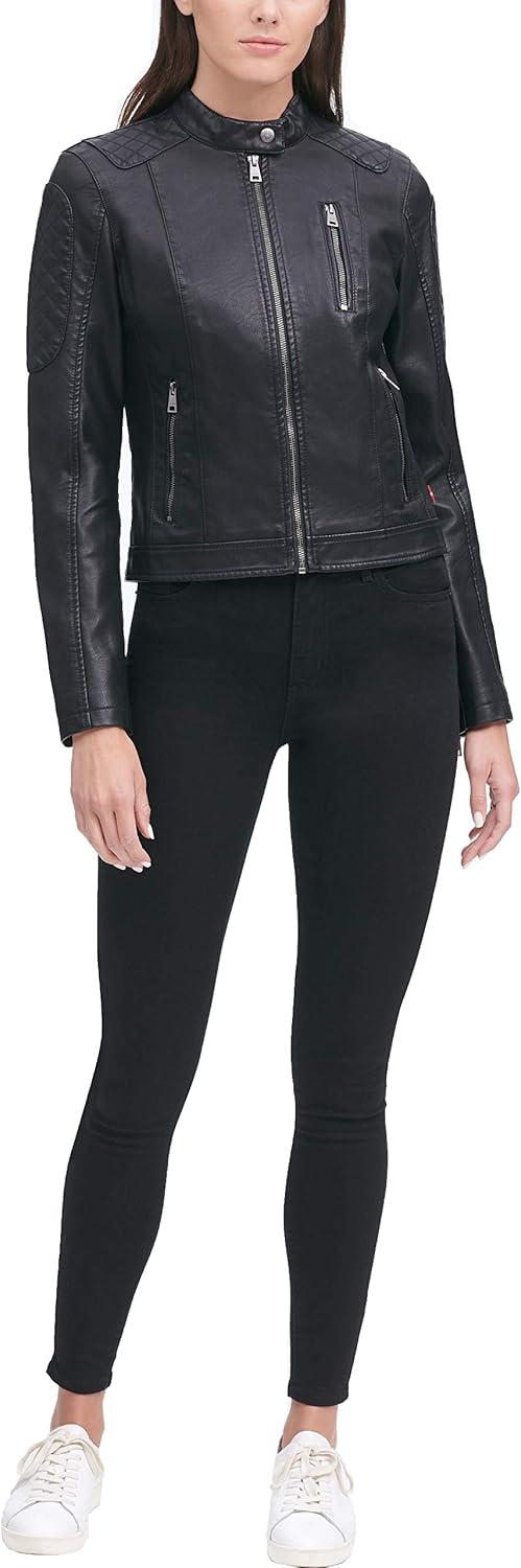 imageLevis Womens Faux Leather Motocross Racer Jacket Standard and PlusBlack