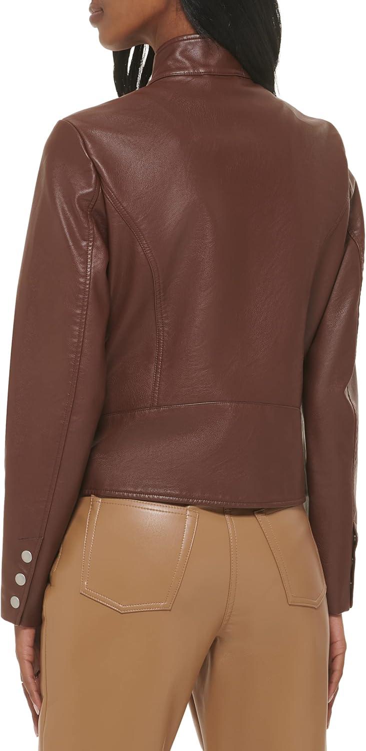 imageLevis Womens Faux Leather Motocross Racer Jacket Standard and PlusChocolate Brown
