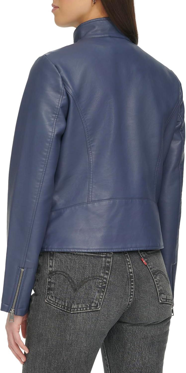 imageLevis Womens Faux Leather Motocross Racer Jacket Standard and PlusOdyssey Grey Latch Collar
