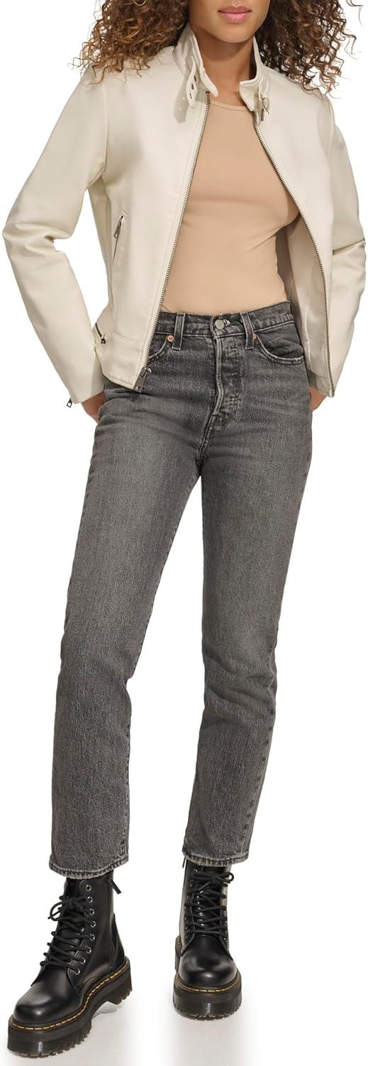 imageLevis Womens Faux Leather Motocross Racer Jacket Standard and PlusOyster Latch Collar