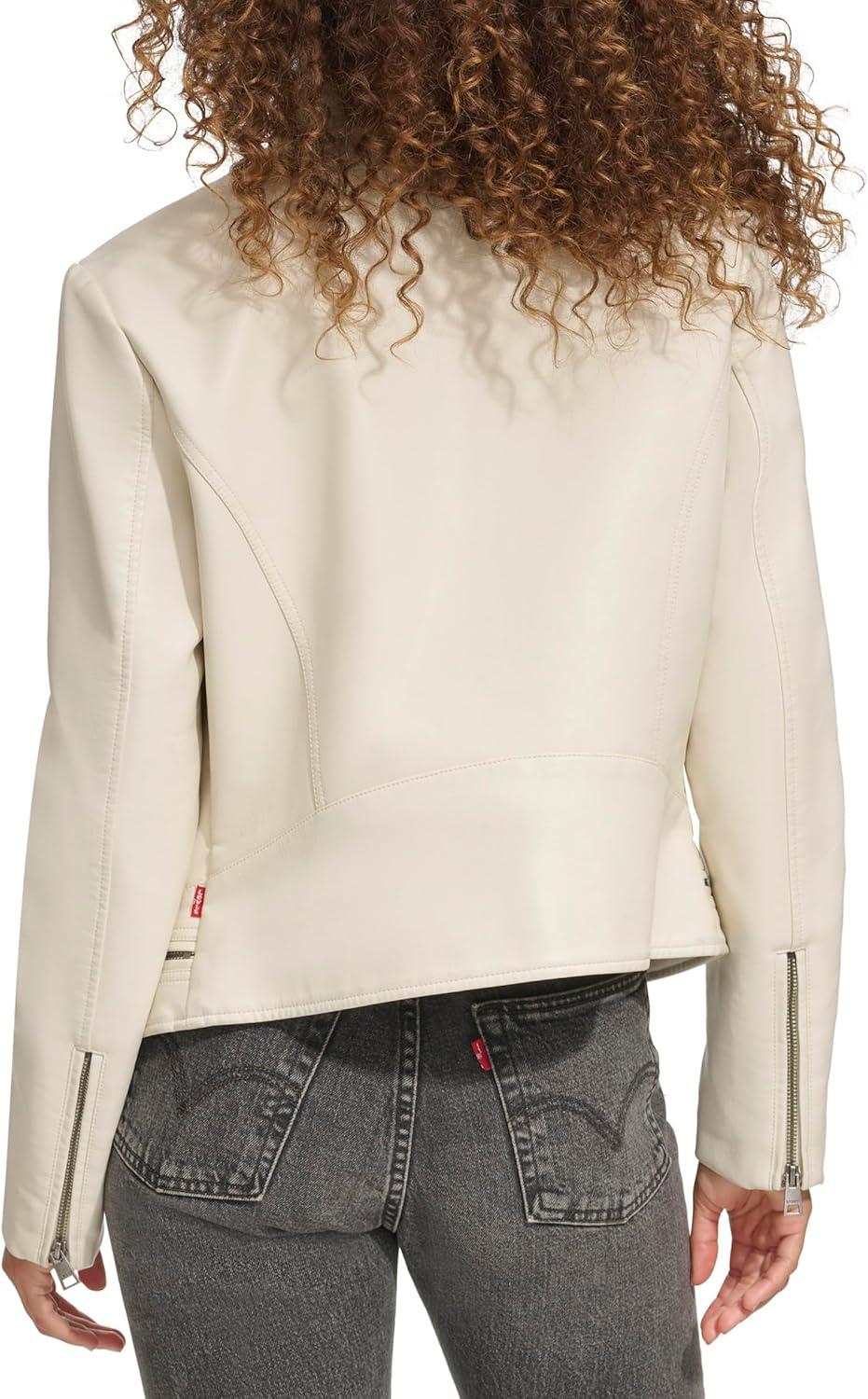 imageLevis Womens Faux Leather Motocross Racer Jacket Standard and PlusOyster Latch Collar