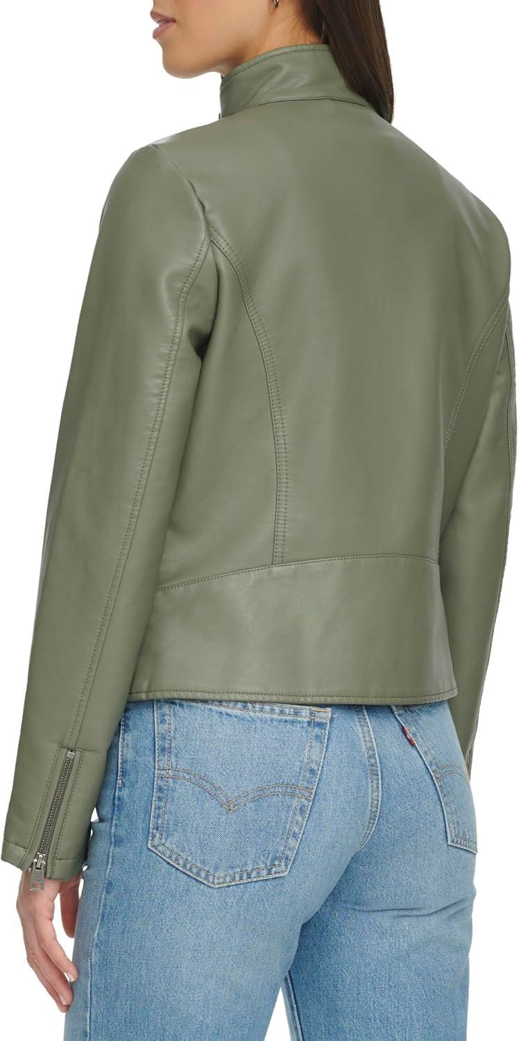 imageLevis Womens Faux Leather Motocross Racer Jacket Standard and PlusSage Latch Collar