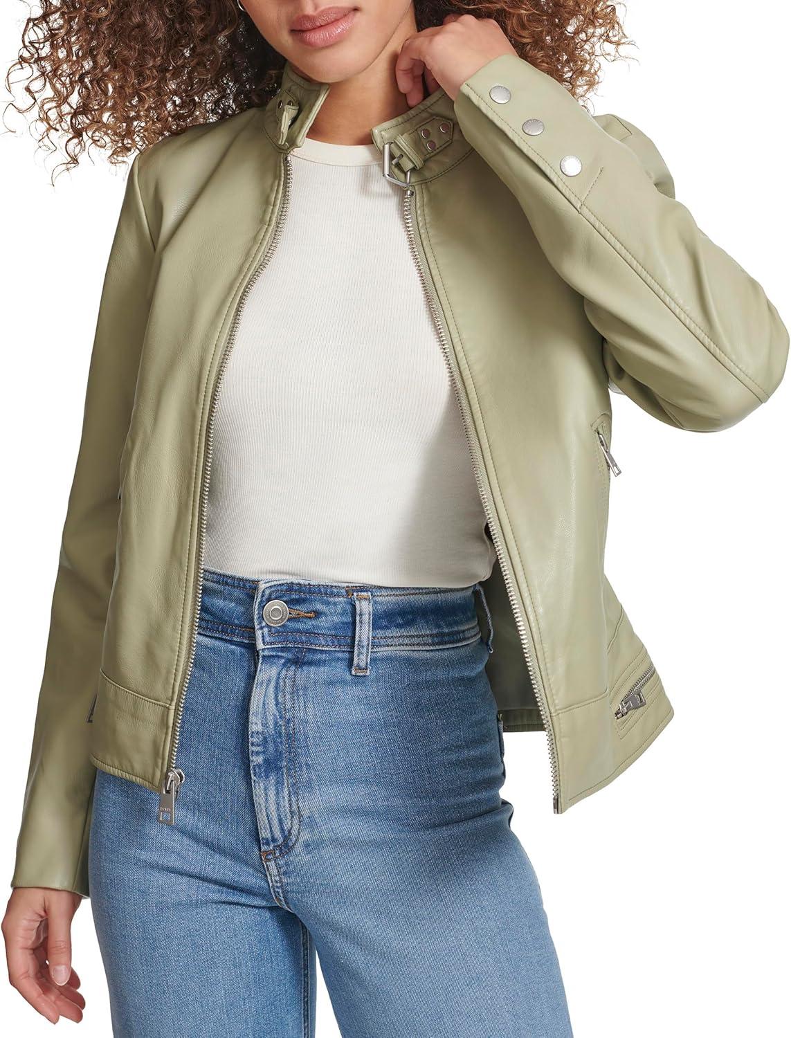 imageLevis Womens Faux Leather Motocross Racer Jacket Standard and PlusTea
