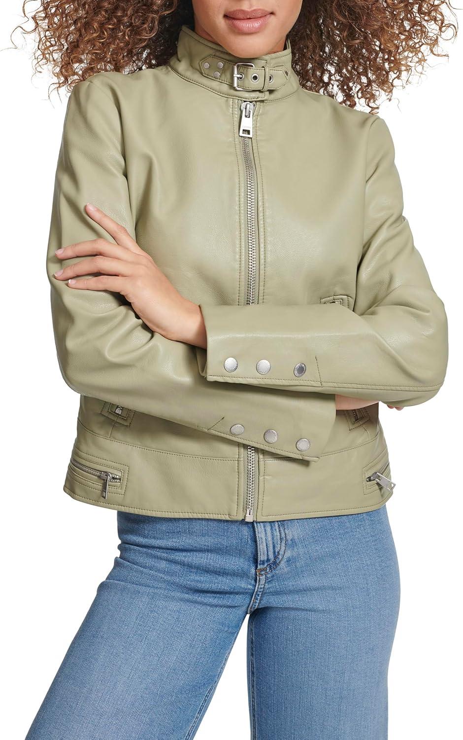 imageLevis Womens Faux Leather Motocross Racer Jacket Standard and PlusTea