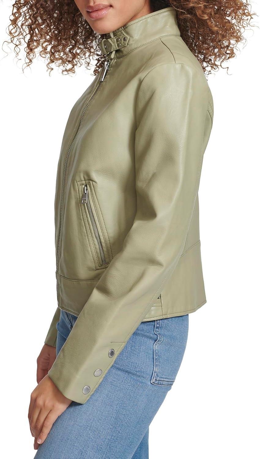 imageLevis Womens Faux Leather Motocross Racer Jacket Standard and PlusTea