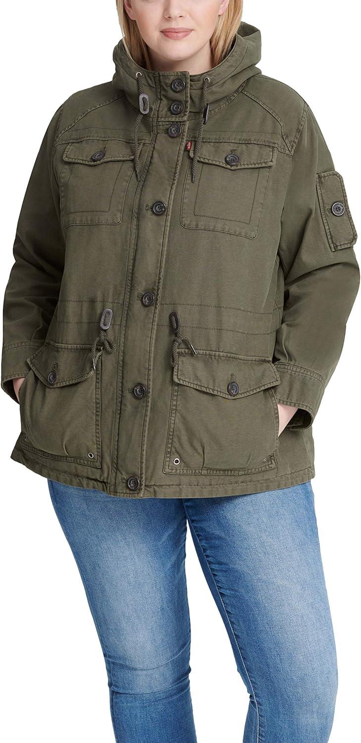 imageLevis Womens Lightweight Cotton Military Jacket Standard amp Plus SizesArmy Green