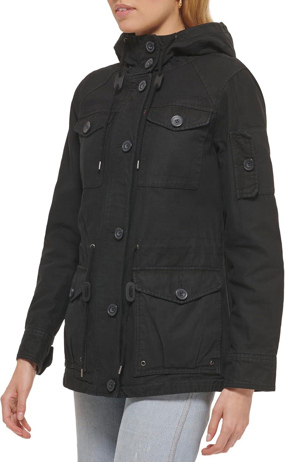 imageLevis Womens Lightweight Cotton Military Jacket Standard amp Plus SizesBlack