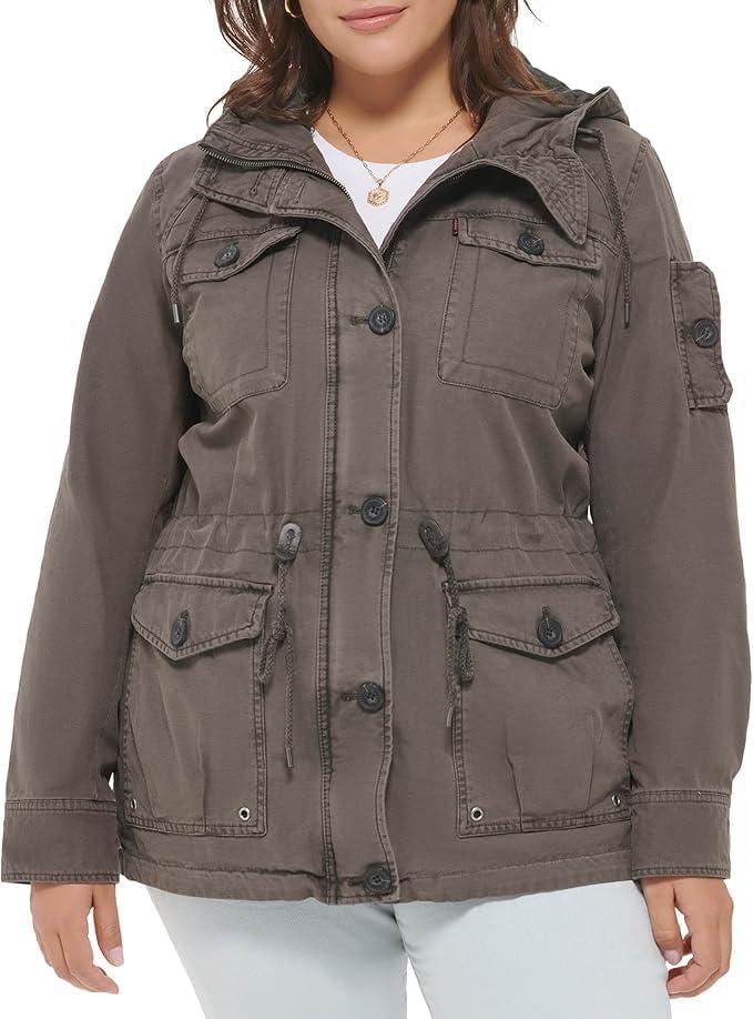 imageLevis Womens Lightweight Cotton Military Jacket Standard amp Plus SizesGrey