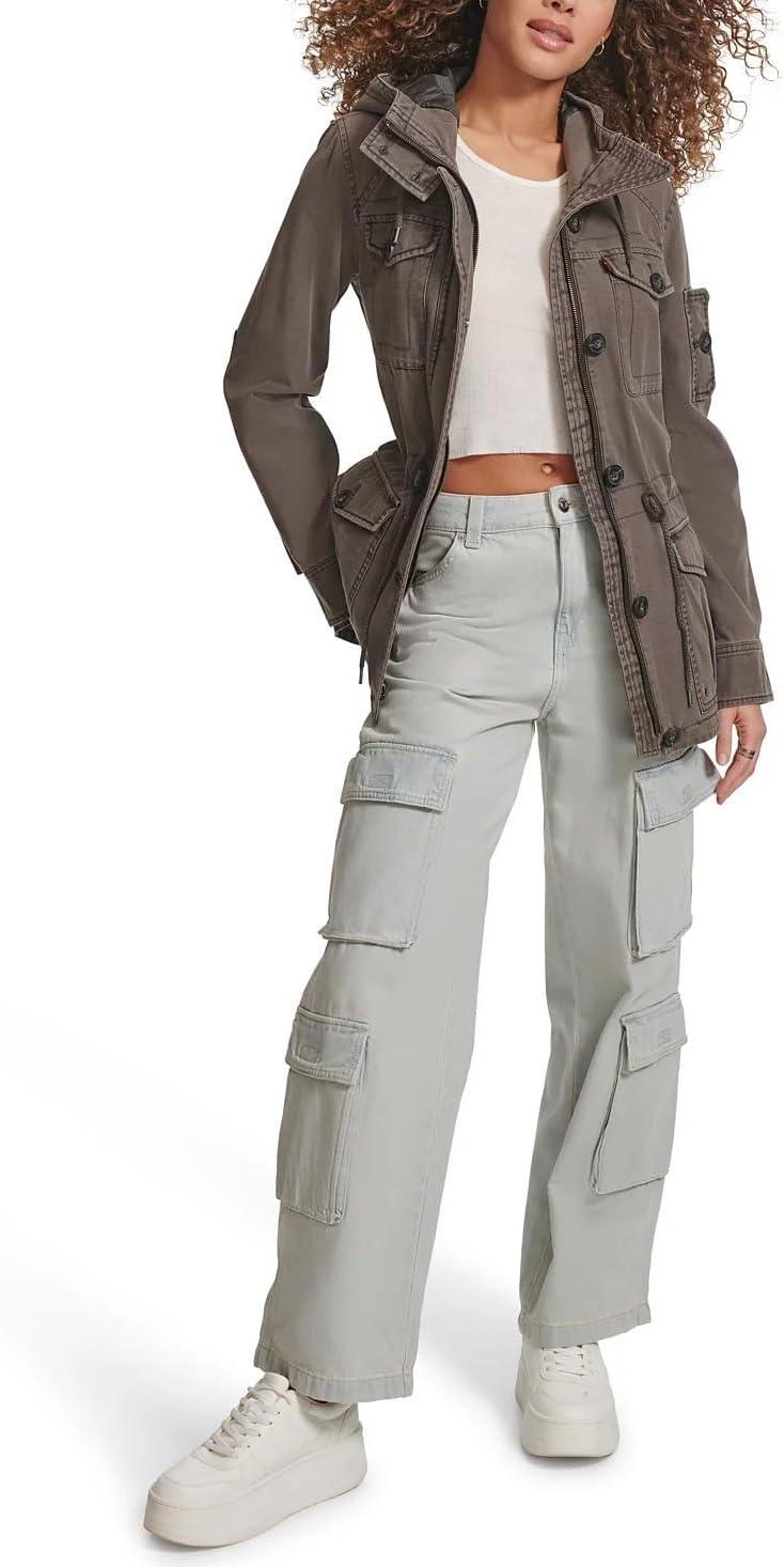 imageLevis Womens Lightweight Cotton Military Jacket Standard amp Plus SizesGrey