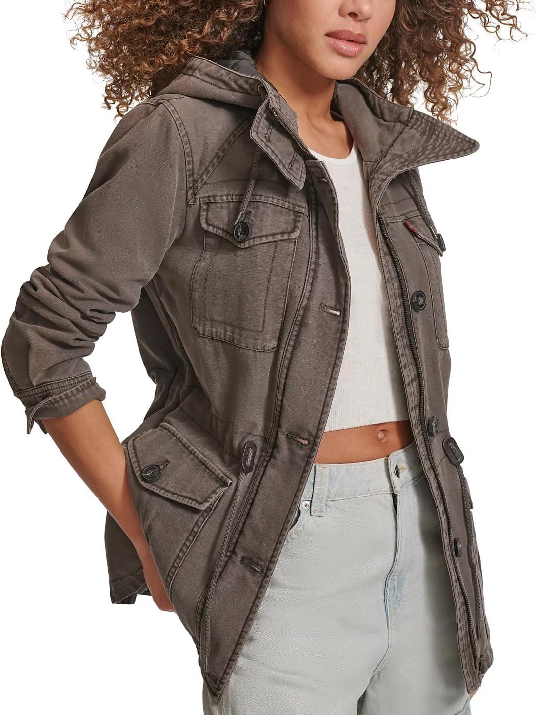 imageLevis Womens Lightweight Cotton Military Jacket Standard amp Plus SizesGrey