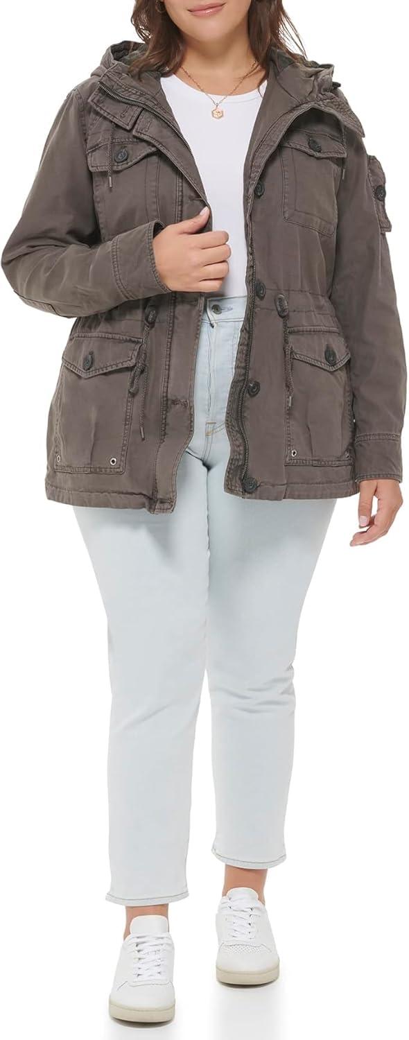 imageLevis Womens Lightweight Cotton Military Jacket Standard amp Plus SizesGrey