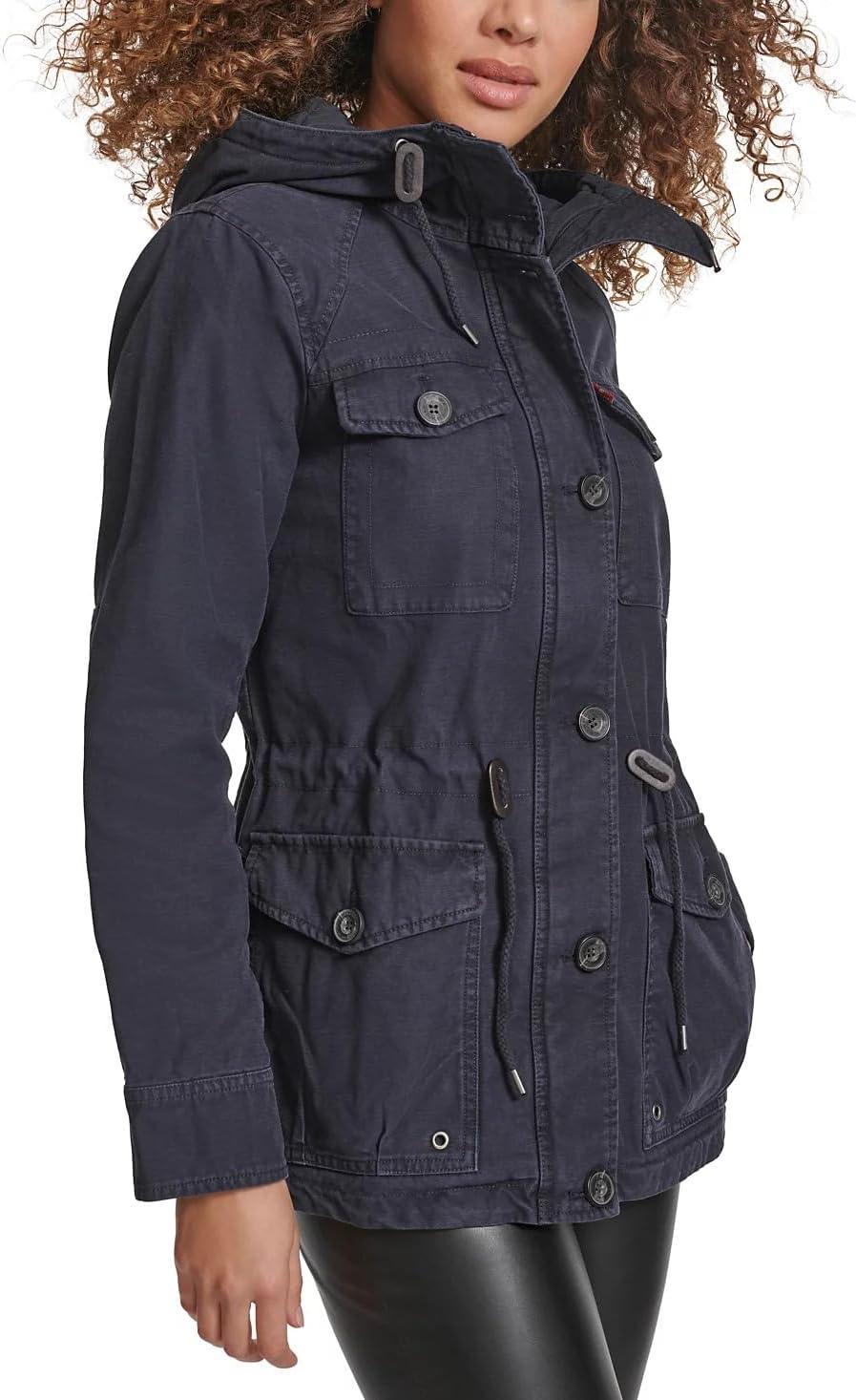 imageLevis Womens Lightweight Cotton Military Jacket Standard amp Plus SizesNavy