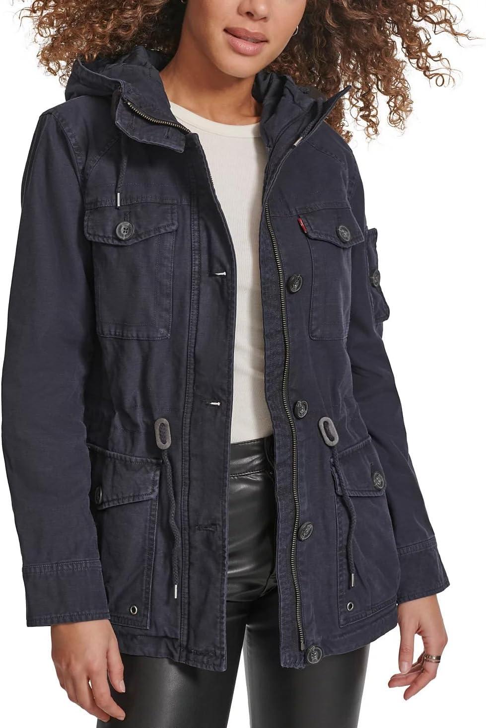 imageLevis Womens Lightweight Cotton Military Jacket Standard amp Plus SizesNavy
