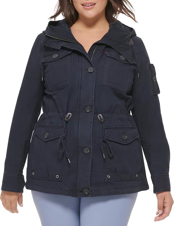 imageLevis Womens Lightweight Cotton Military Jacket Standard amp Plus SizesNavy