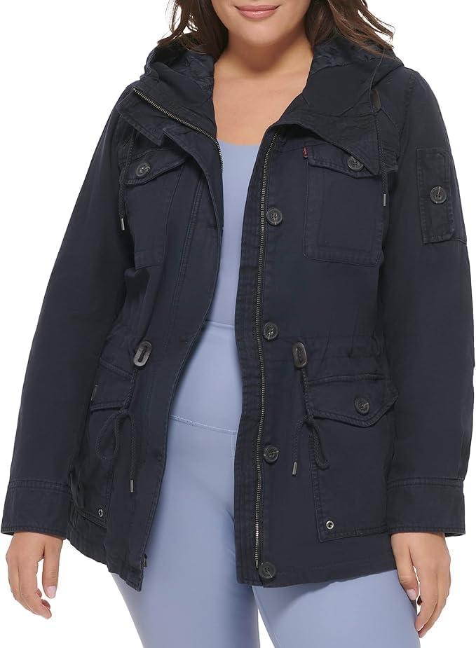 imageLevis Womens Lightweight Cotton Military Jacket Standard amp Plus SizesNavy