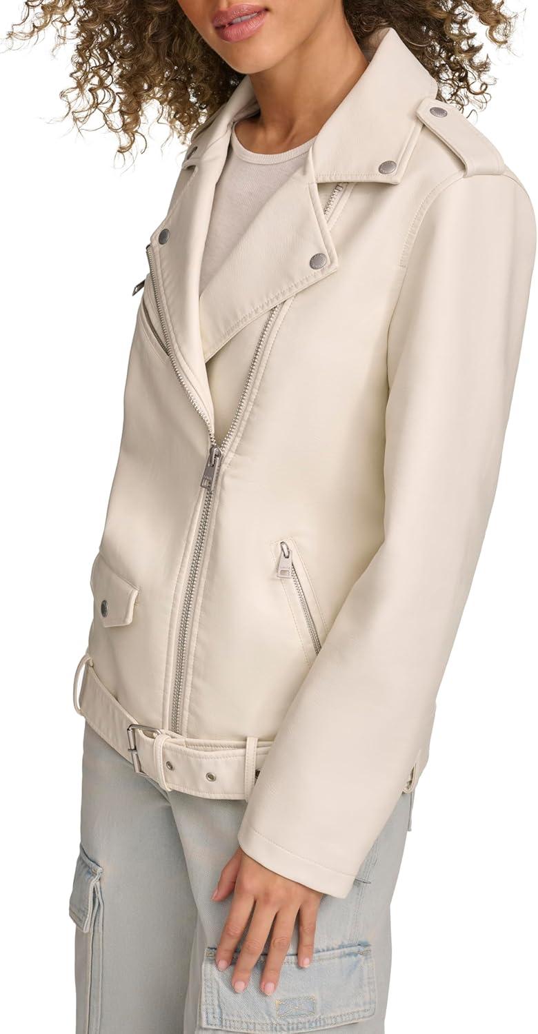 imageLevis Womens Oversized Faux Leather Belted Motorcycle Jacket Standard amp Plus SizesOyster