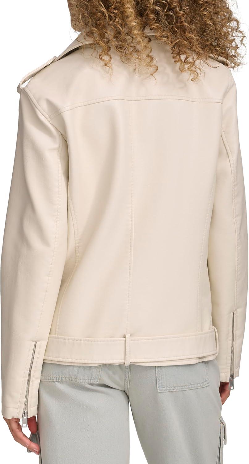 imageLevis Womens Oversized Faux Leather Belted Motorcycle Jacket Standard amp Plus SizesOyster