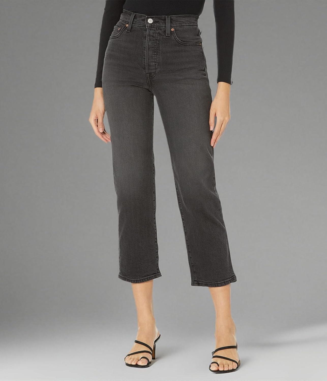 imageLevis Womens Ribcage Straight Ankle JeansBlack Rinse