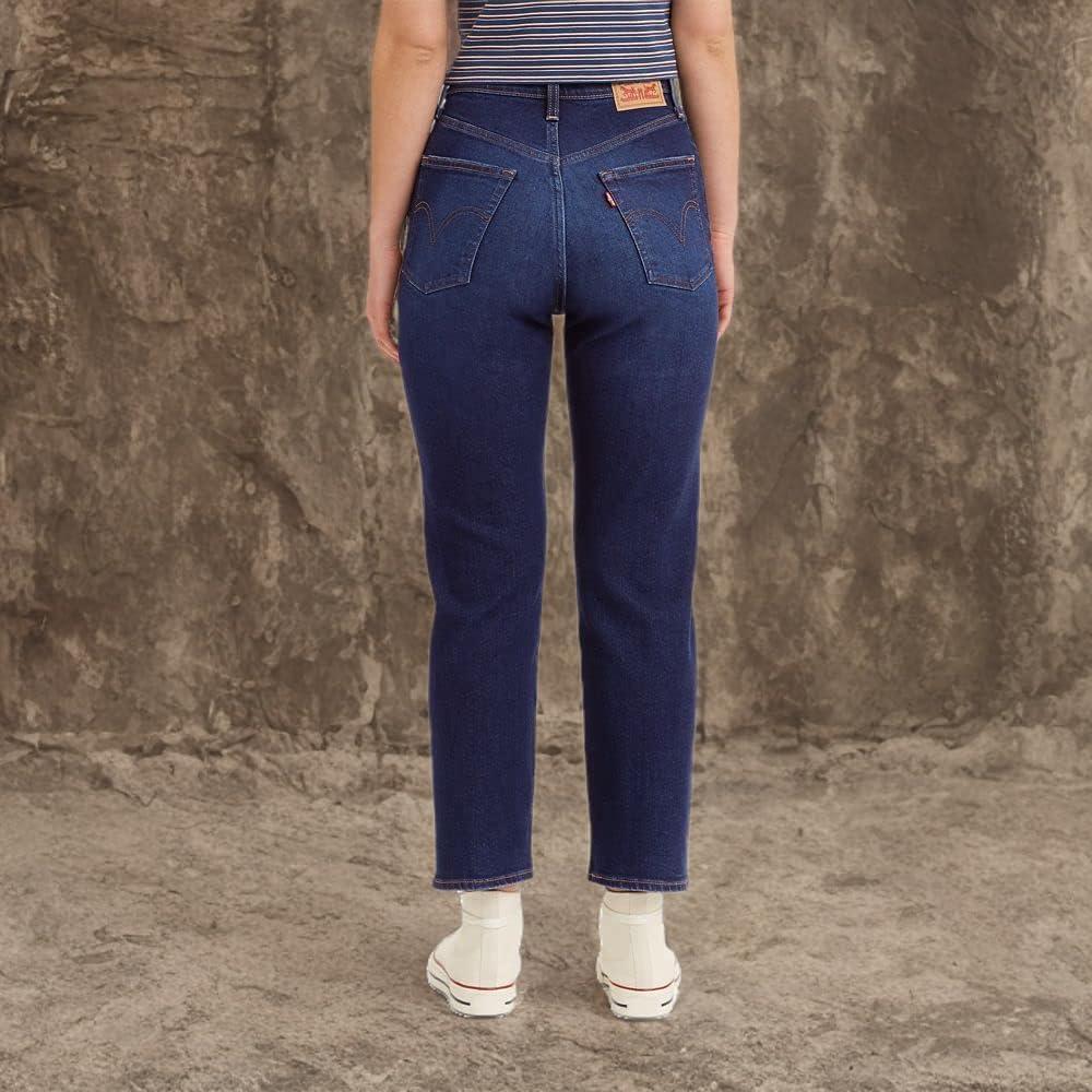 imageLevis Womens Ribcage Straight Ankle JeansDark Indigo Destructed