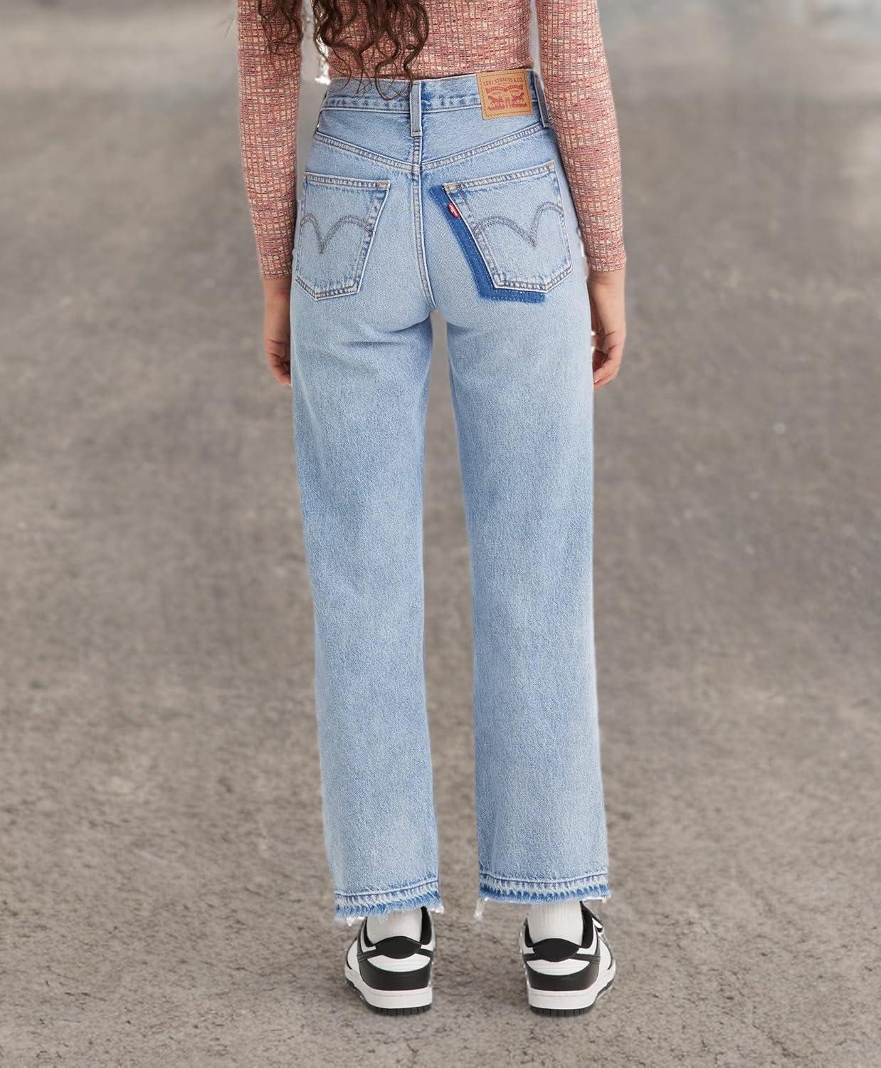 imageLevis Womens Ribcage Straight Ankle JeansLight Indigo Destructed