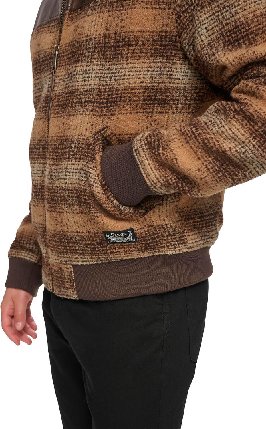 imageLevis mens Levis Mens Mixed Media Western Plaid Bomber JacketBrown Ombre