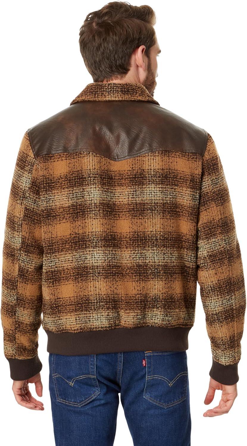 imageLevis mens Levis Mens Mixed Media Western Plaid Bomber JacketBrown Ombre
