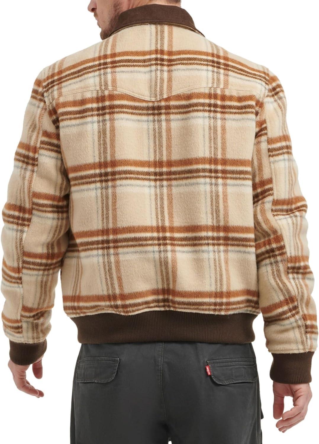 imageLevis mens Levis Mens Mixed Media Western Plaid Bomber JacketCream Plaid