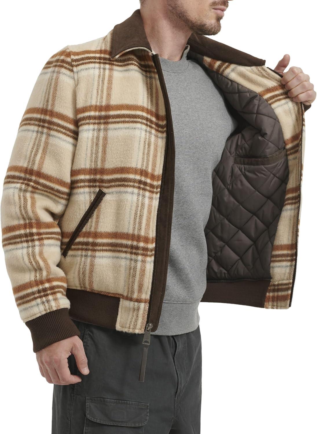 imageLevis mens Levis Mens Mixed Media Western Plaid Bomber JacketCream Plaid