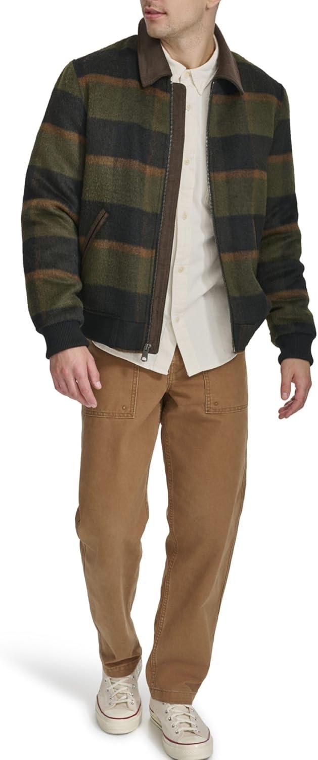 imageLevis mens Levis Mens Mixed Media Western Plaid Bomber JacketGreen Plaid