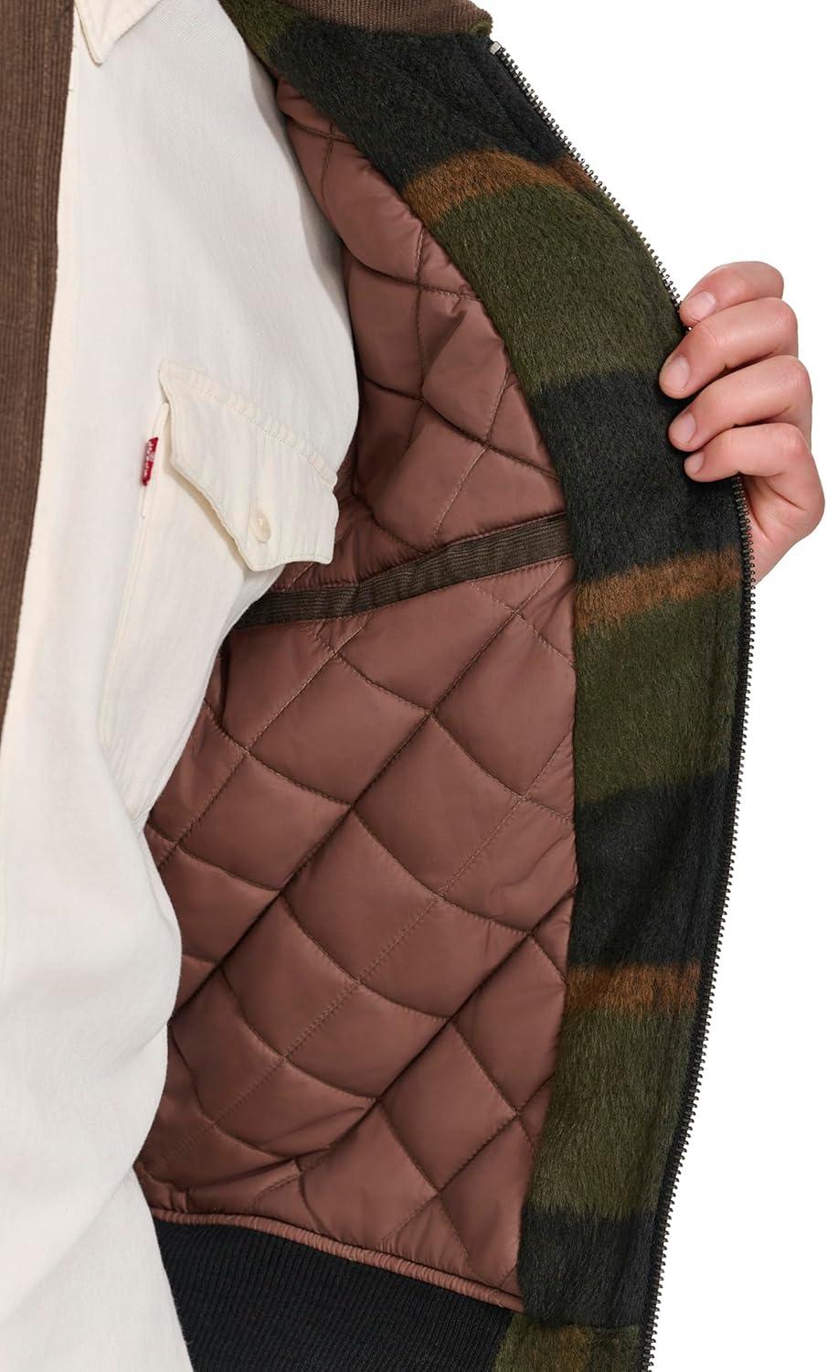 imageLevis mens Levis Mens Mixed Media Western Plaid Bomber JacketGreen Plaid