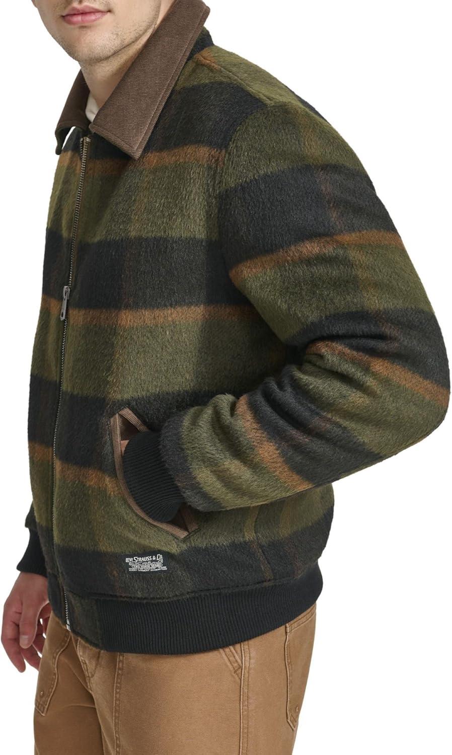 imageLevis mens Levis Mens Mixed Media Western Plaid Bomber JacketGreen Plaid