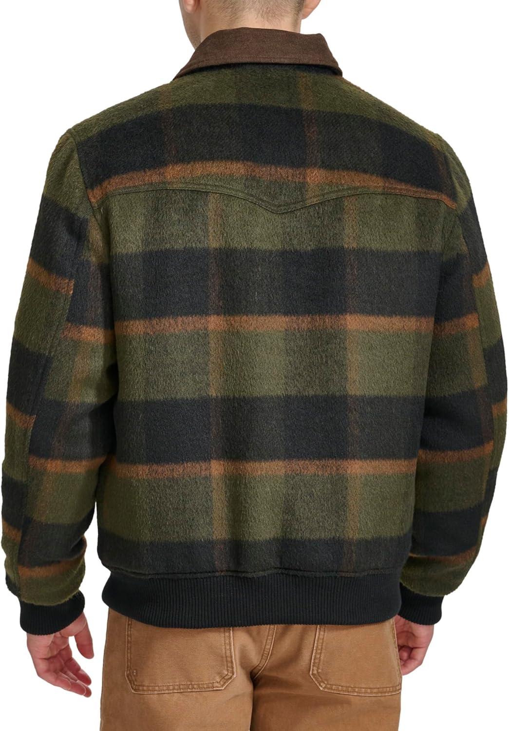 imageLevis mens Levis Mens Mixed Media Western Plaid Bomber JacketGreen Plaid