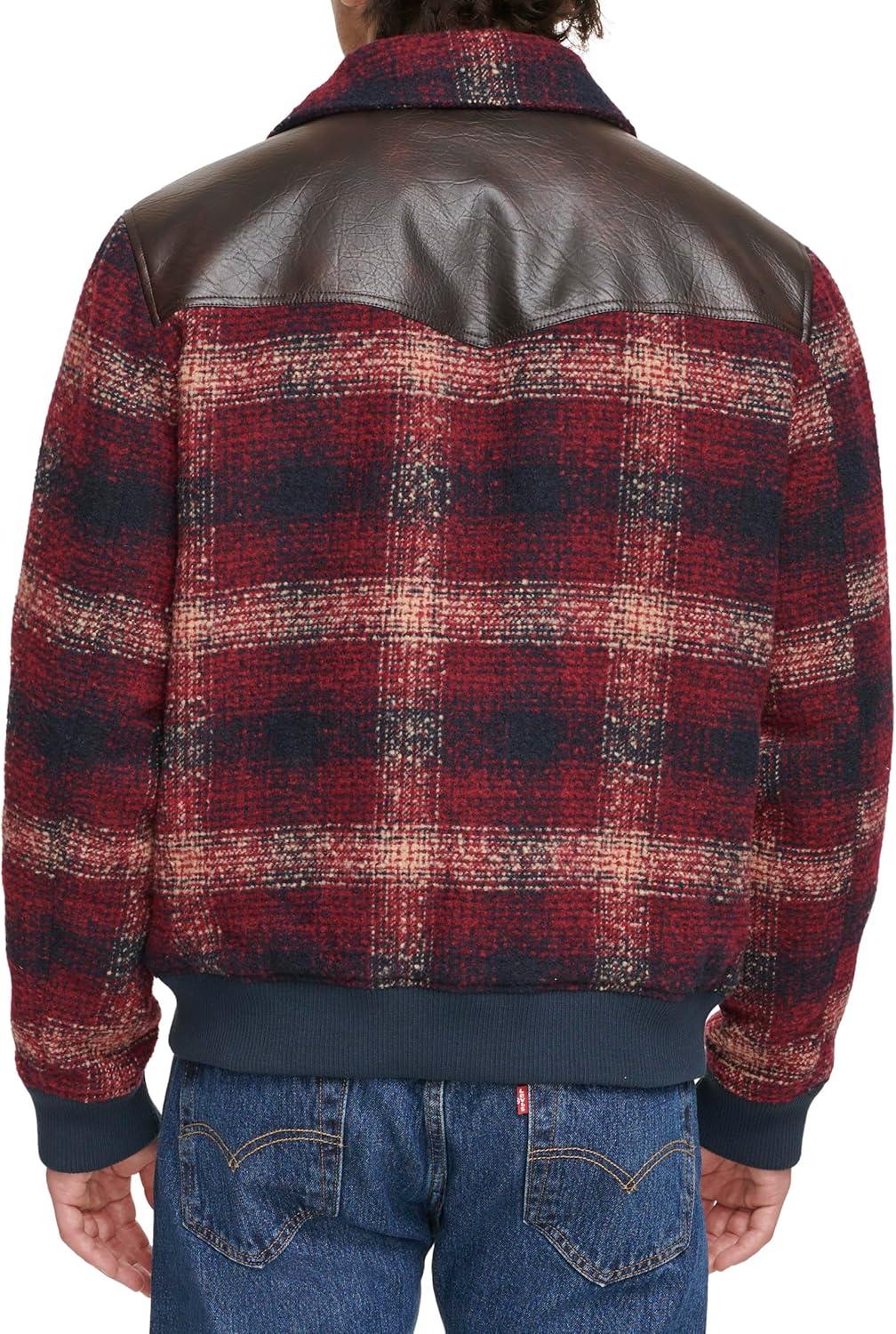imageLevis mens Levis Mens Mixed Media Western Plaid Bomber JacketRed Ombre
