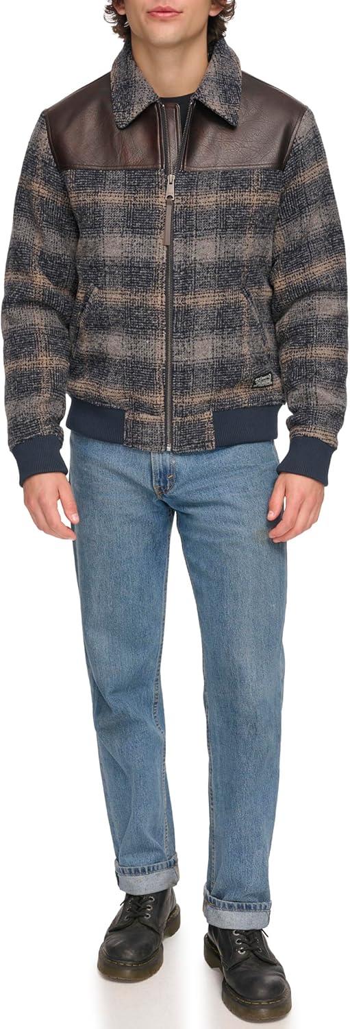 imageLevis mens Levis Mens Mixed Media Western Plaid Bomber JacketSky Captain Ombre