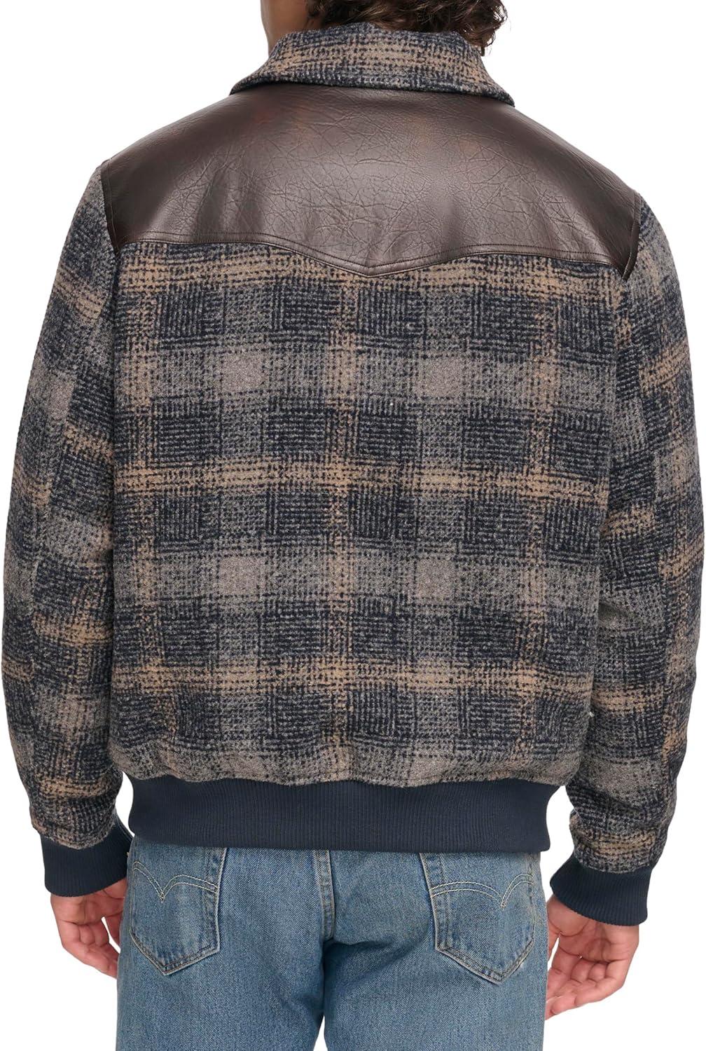 imageLevis mens Levis Mens Mixed Media Western Plaid Bomber JacketSky Captain Ombre