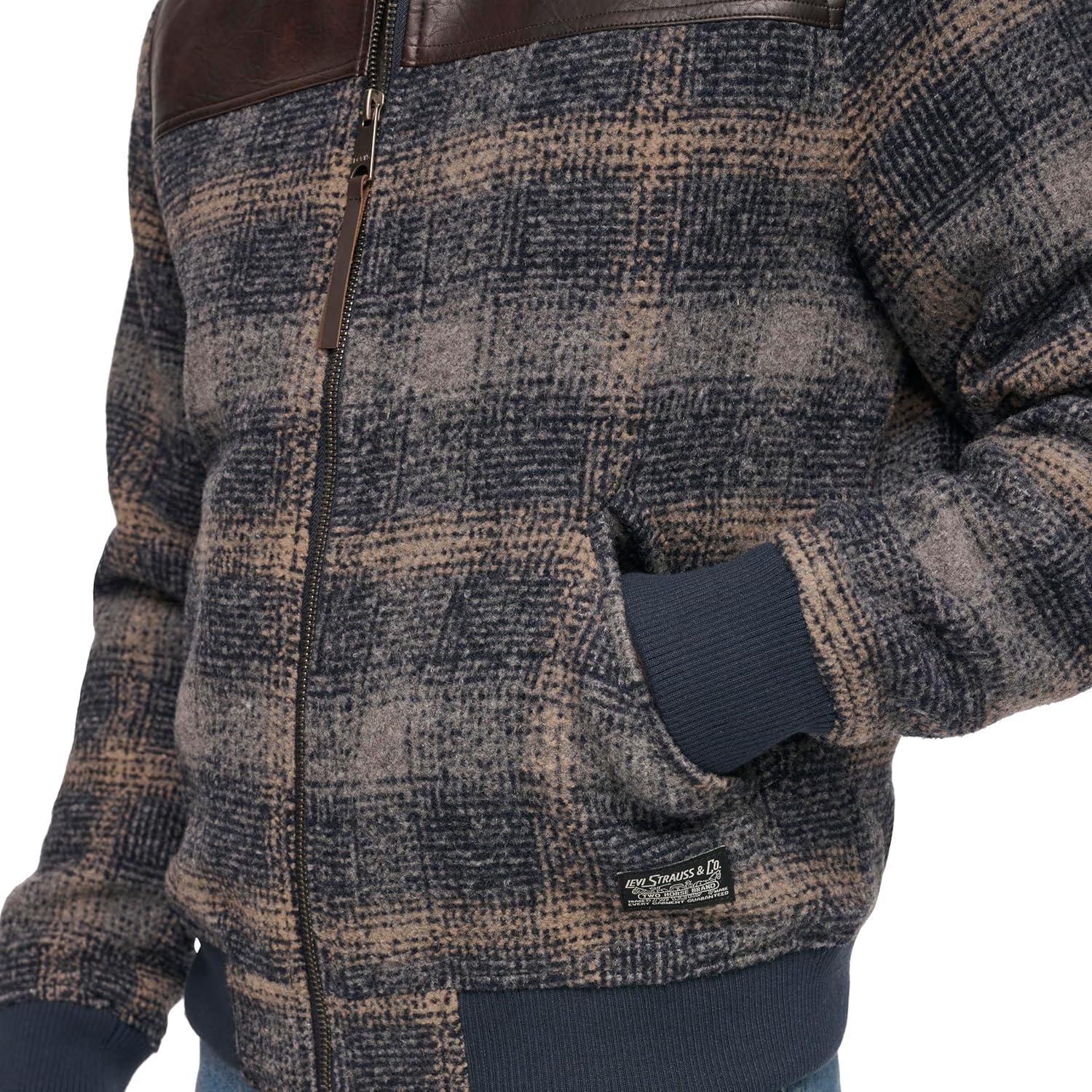 imageLevis mens Levis Mens Mixed Media Western Plaid Bomber JacketSky Captain Ombre