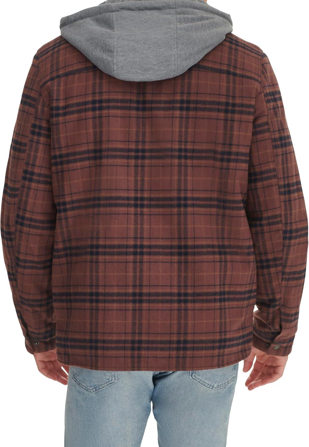 imageLevis mens Plaid Sherpa Lined Hooded Shirt Jacket Regular amp Big amp Tall SizesBitter Chocolate Plaid