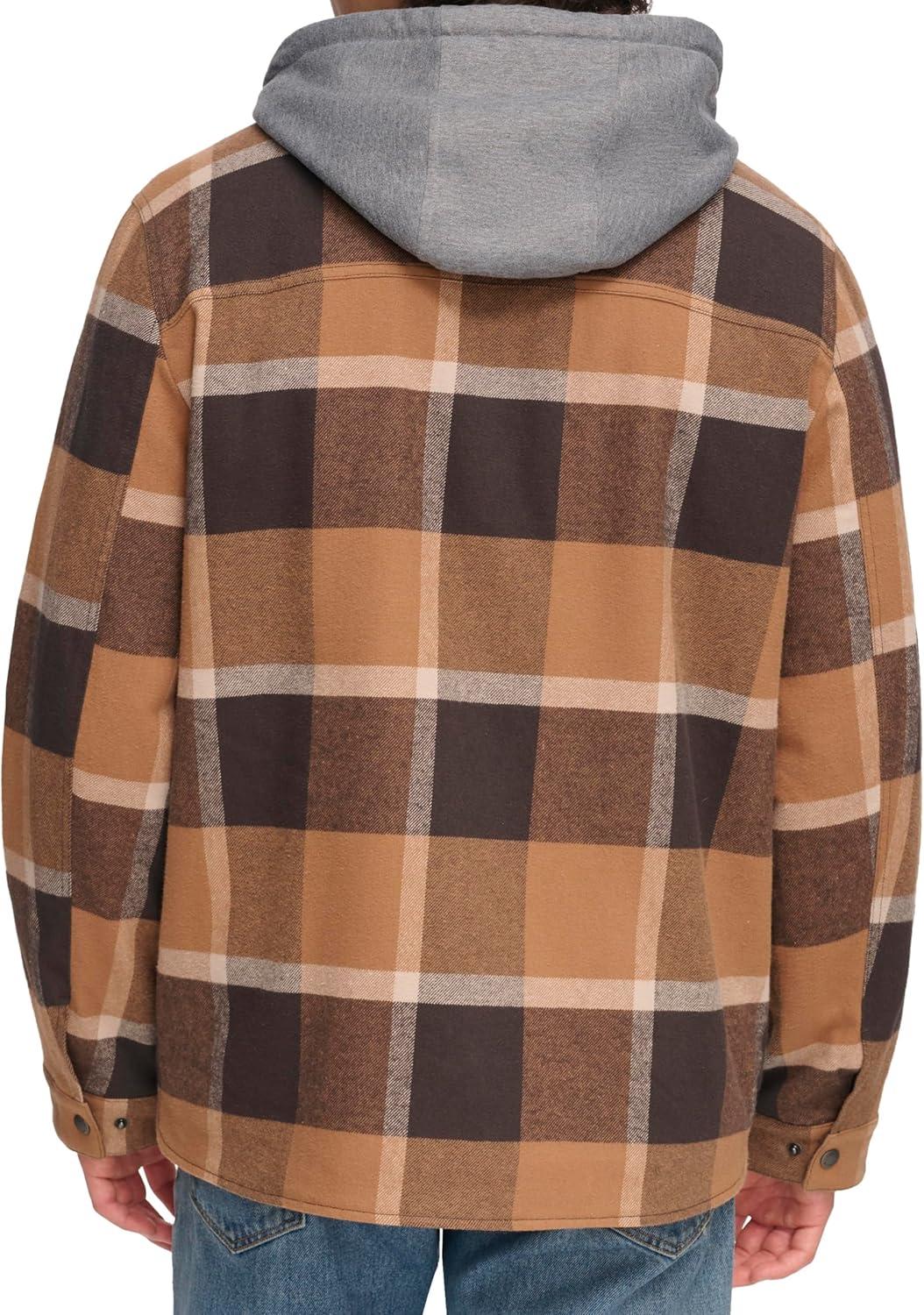 imageLevis mens Plaid Sherpa Lined Hooded Shirt Jacket Regular amp Big amp Tall SizesBrown Caf Plaid