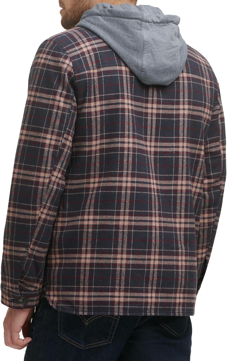 imageLevis mens Plaid Sherpa Lined Hooded Shirt Jacket Regular amp Big amp Tall SizesBrown Glen Plaid