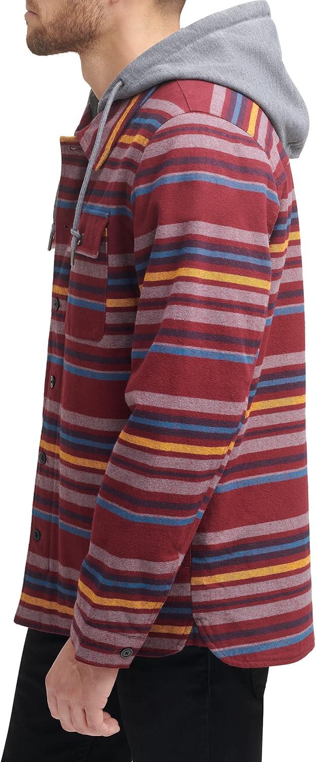 imageLevis mens Plaid Sherpa Lined Hooded Shirt Jacket Regular amp Big amp Tall SizesBurgundy Stripe Plaid