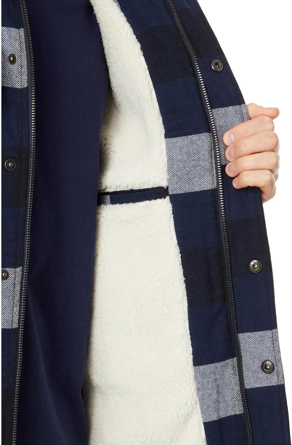 imageLevis mens Plaid Sherpa Lined Hooded Shirt Jacket Regular amp Big amp Tall SizesNavy Buffalo Check