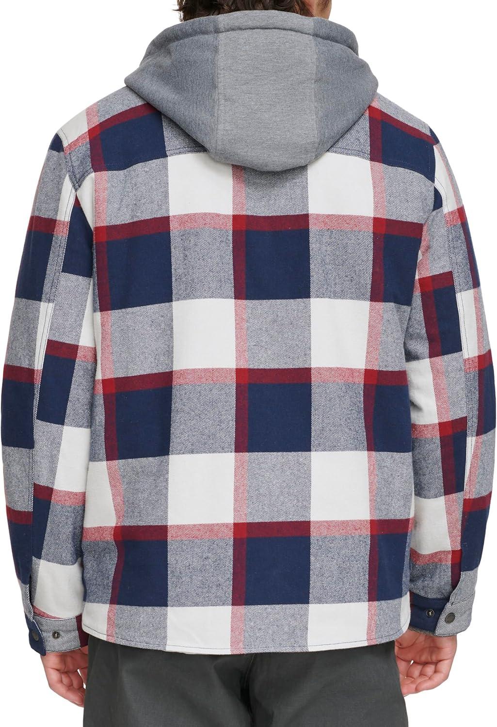 imageLevis mens Plaid Sherpa Lined Hooded Shirt Jacket Regular amp Big amp Tall SizesNavyRed Skater Plaid